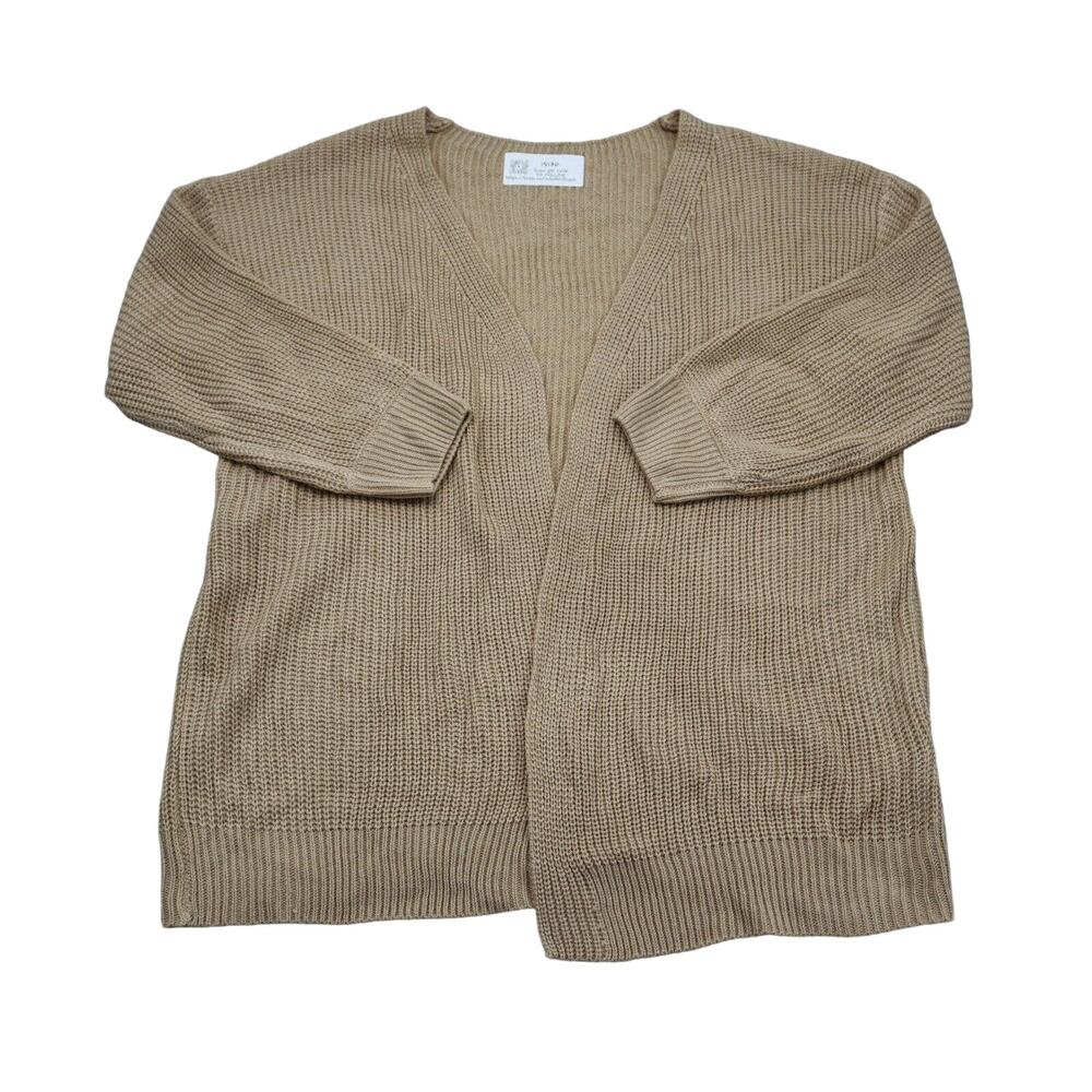 GREFIT Sweater Womens S Brown Long Sleeve Open Front Tight Knit Cardigan Acrylic